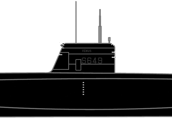 Корабль NMF Venus S649 [Submarine] - чертежи, габариты, рисунки